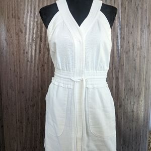 Rebecca Minkoff White V Neck Racerback Mini Dress, Full Zip Small